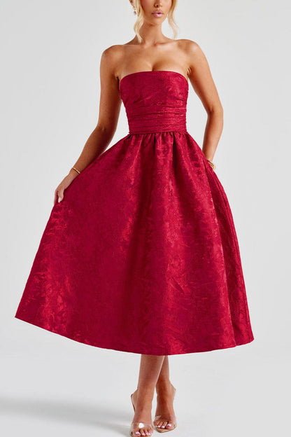 Jacquard Lace-Up Back Party Dress