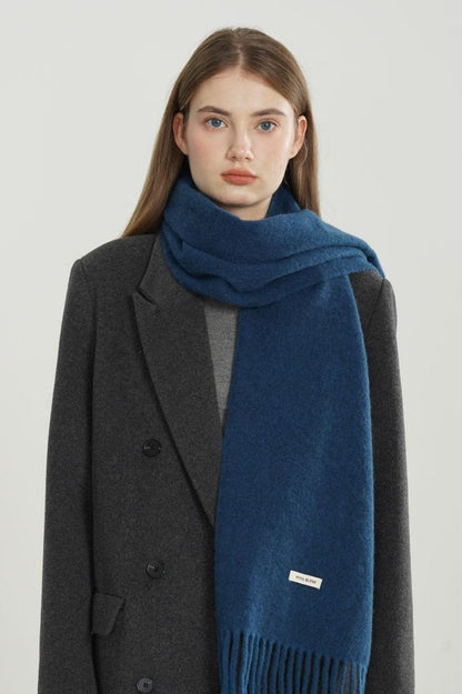 Solid Woven Fringe Wool Blend Christmas Scarf