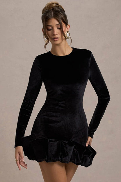 Velvet Round Neck Party Dress