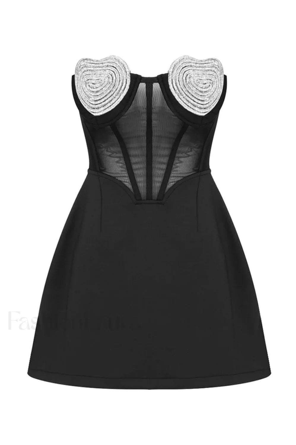 Best Lover Stylish Crystal Heart Dress XS / Black