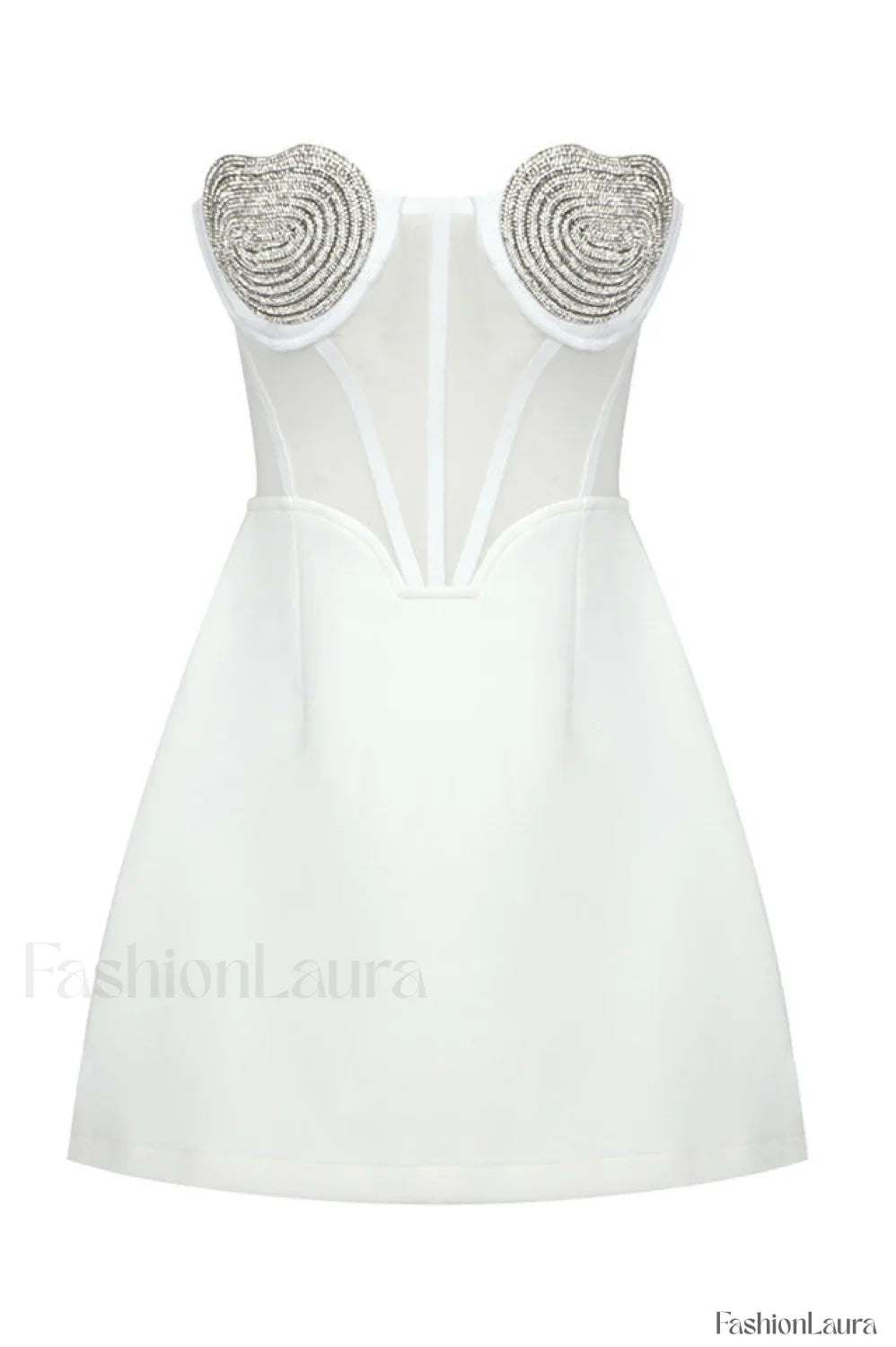 Best Lover Stylish Crystal Heart Dress XS / White