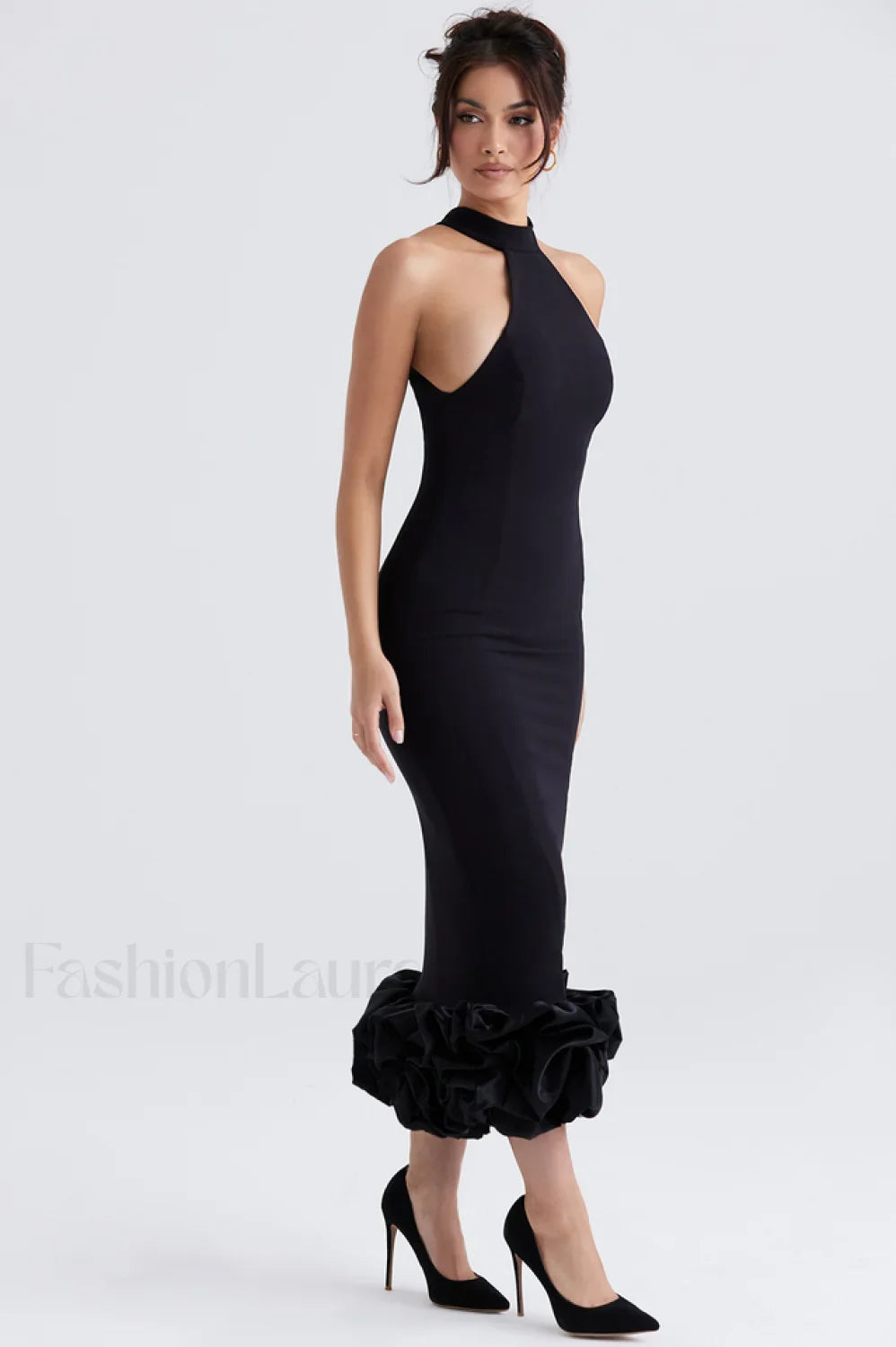 Black Peplum Stylish Midi Dress