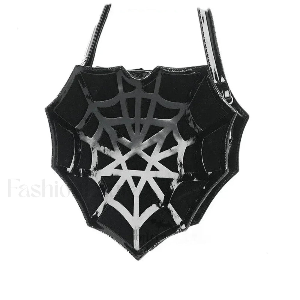 Black Women’s Halloween Punk Designer Web Creative Spider Shoulder Crossbody Bag Black / 30x30x8cm