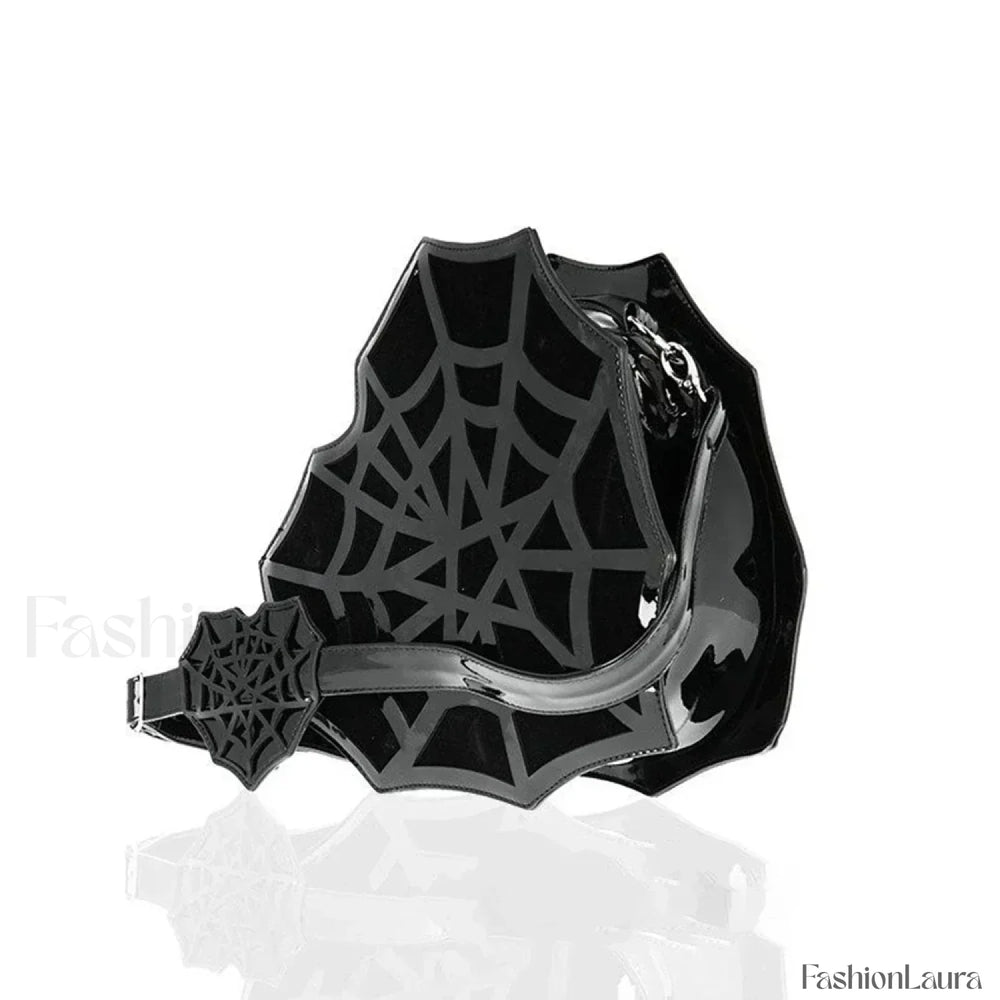 Black Women’s Halloween Punk Designer Web Creative Spider Shoulder Crossbody Bag Black / 30x30x8cm