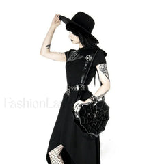 Black Women’s Halloween Punk Designer Web Creative Spider Shoulder Crossbody Bag Black / 30x30x8cm
