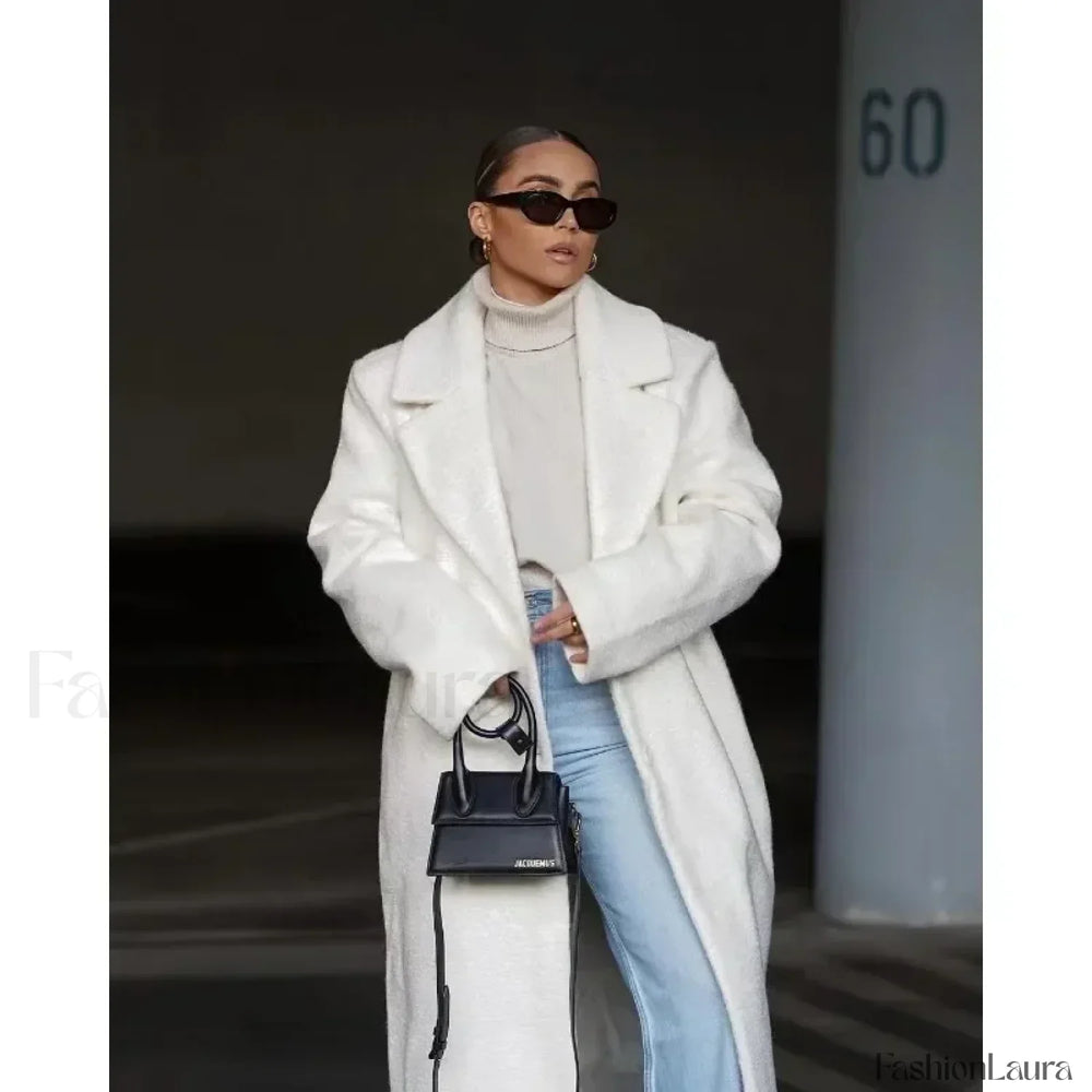 Blends Coats Autumn Casual Fashion Lace Up Trend Warm Overcoats