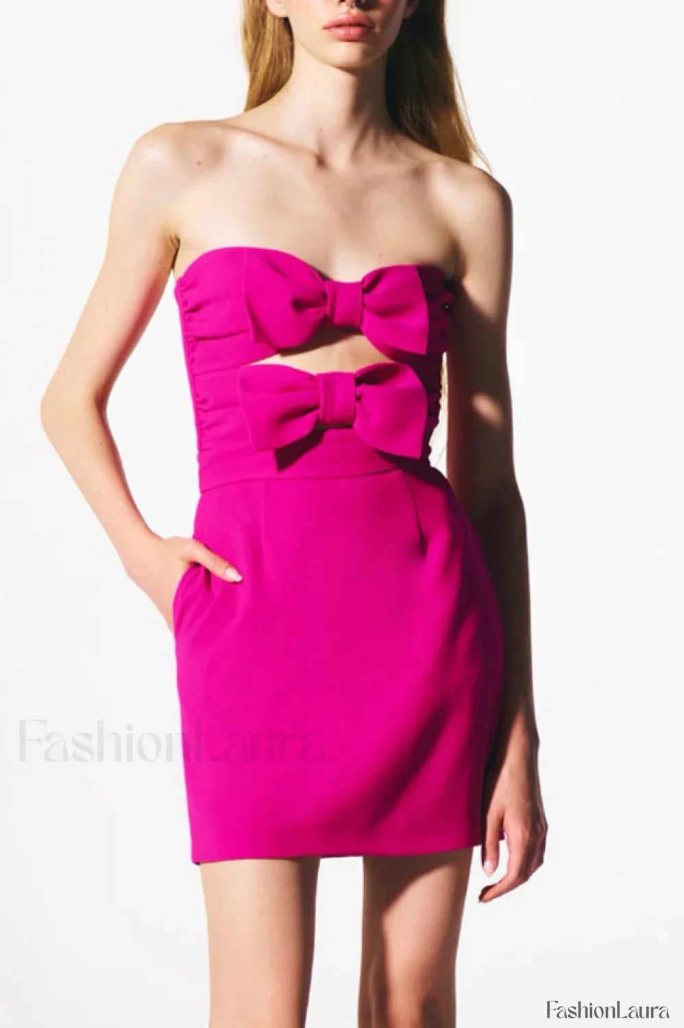 Bow Detailed Stylish Mini Dress