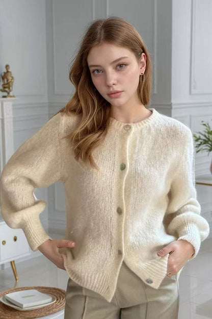 Macaron Color Solid Christmas Cardigan