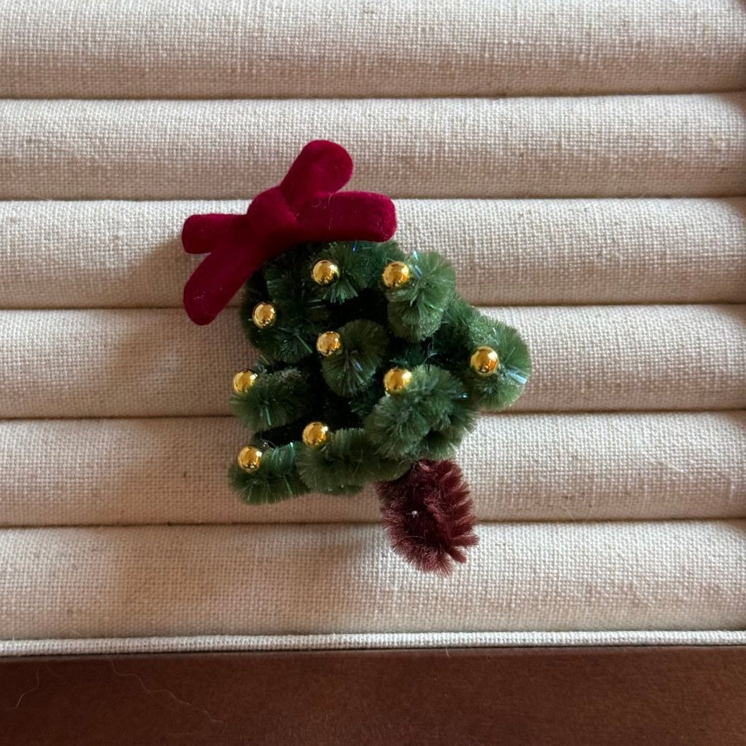 Handmade Pipe Cleaner Christmas Tree Retro Hair Accessory