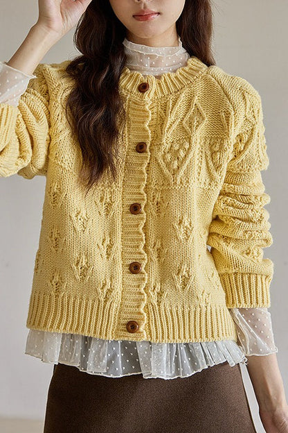 Vintage Crochet Knit Christmas Cardigan