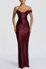 One Shoulder Satin Column Formal Dress