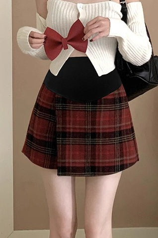 Red Plaid A-Line Christmas Skirt
