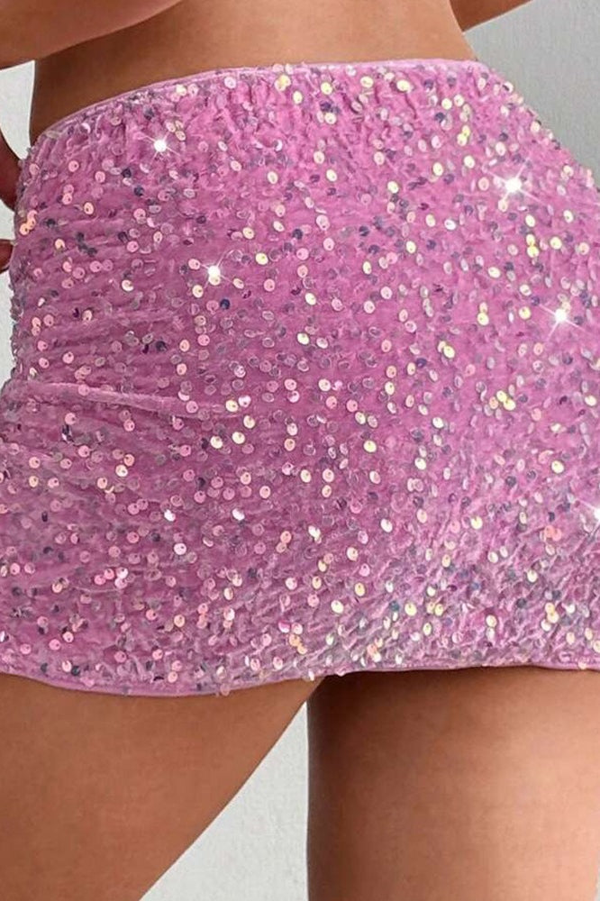 Velvet Sequin Bodycon Mini Christmas Skirt