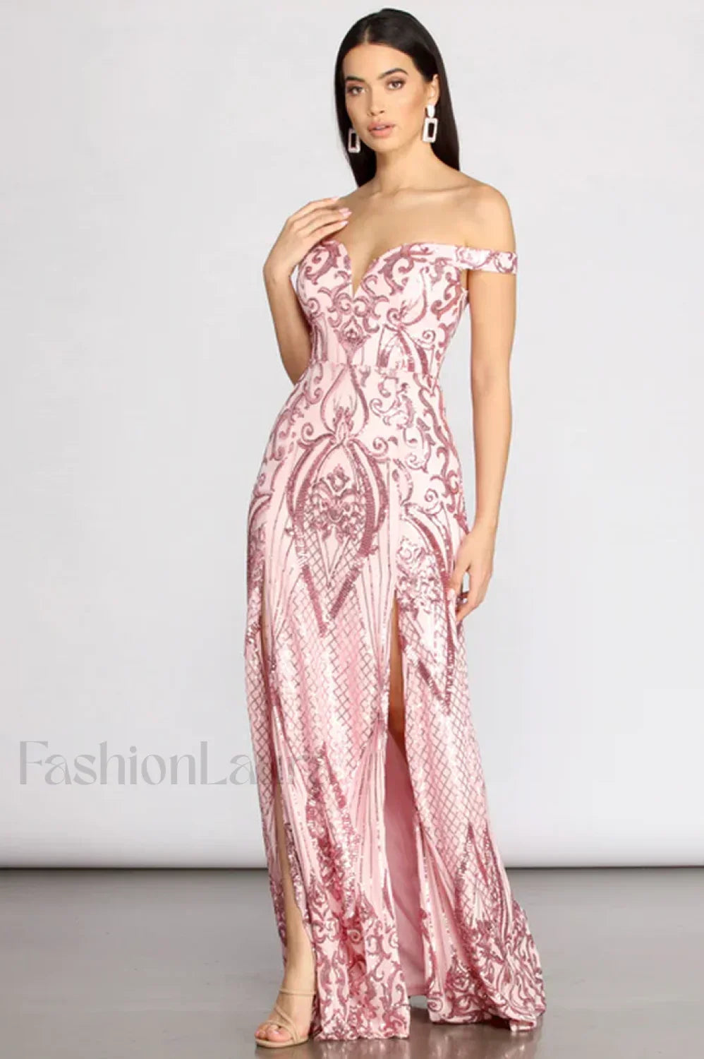 Camilla Sequin Off Charming Shoulder A Line Dress