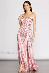 Camilla Sequin Off Charming Shoulder A Line Dress