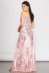 Camilla Sequin Off Charming Shoulder A Line Dress