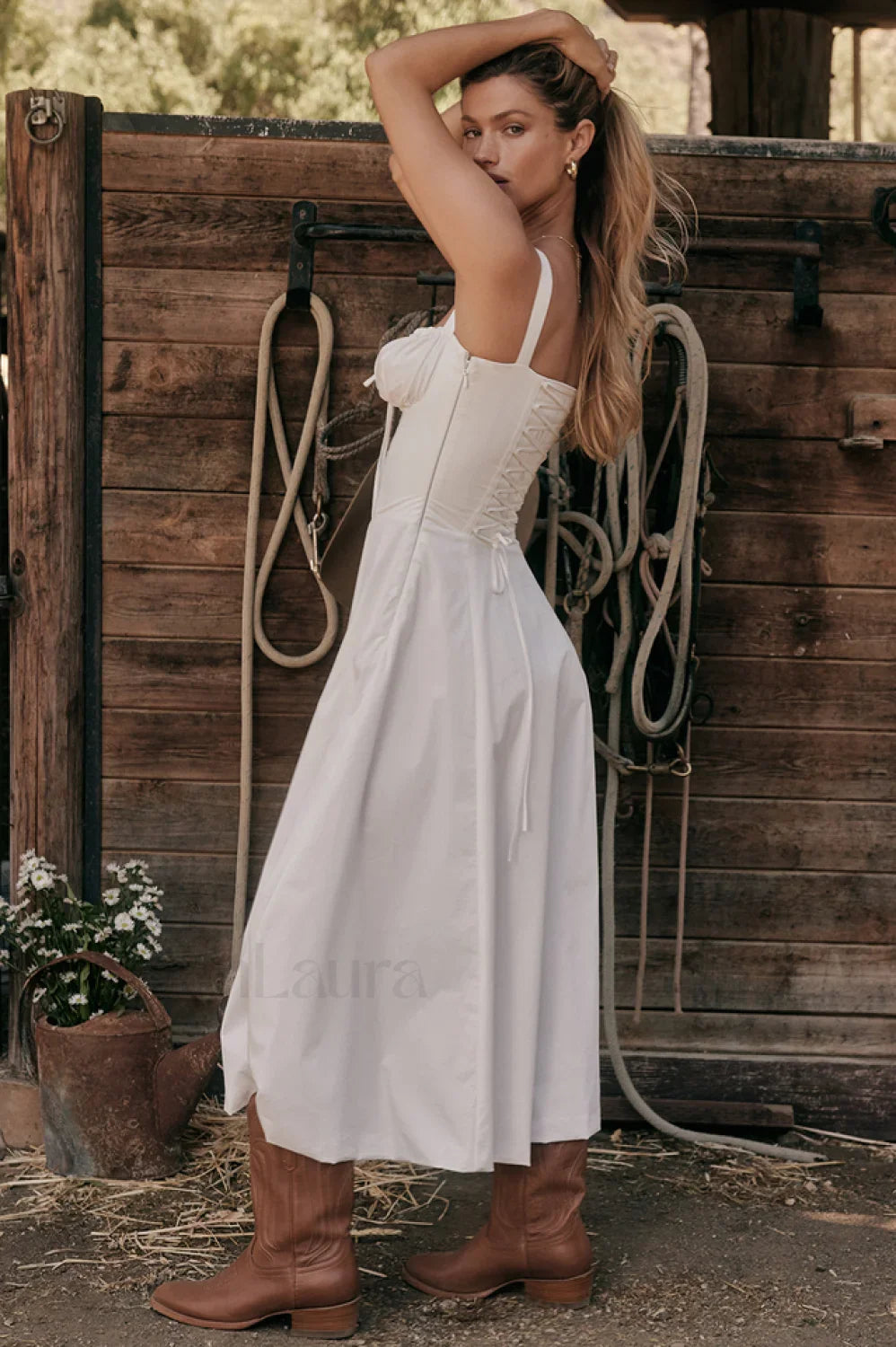 Carmen White Stylish Bustier Sundress