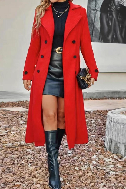 Wool Blend Lapel Double Breasted Chic Christmas Outerwear