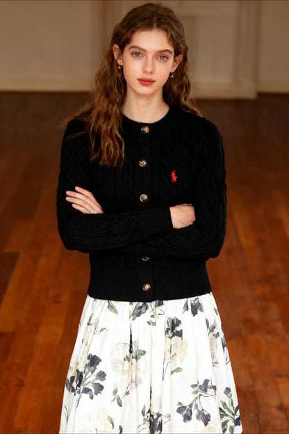 Embroidered Cable Wool Christmas Cardigan