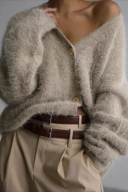 V Neck Button Long Sleeve Christmas Cardigan