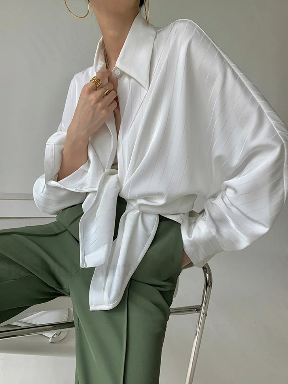 Charlotte Oversized Button Up Collared Shirt White / XS Shirts