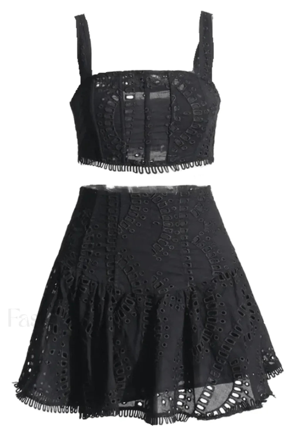 Cora Crop Top Charming + Skirt Set S / Black