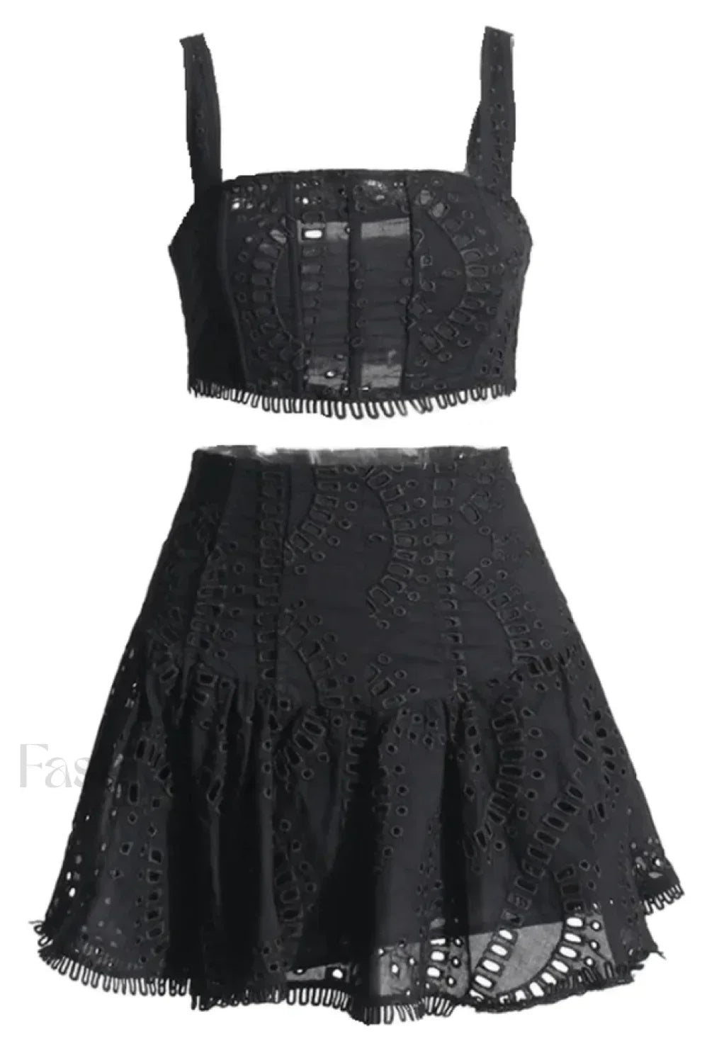 Cora Crop Top Charming + Skirt Set S / Black