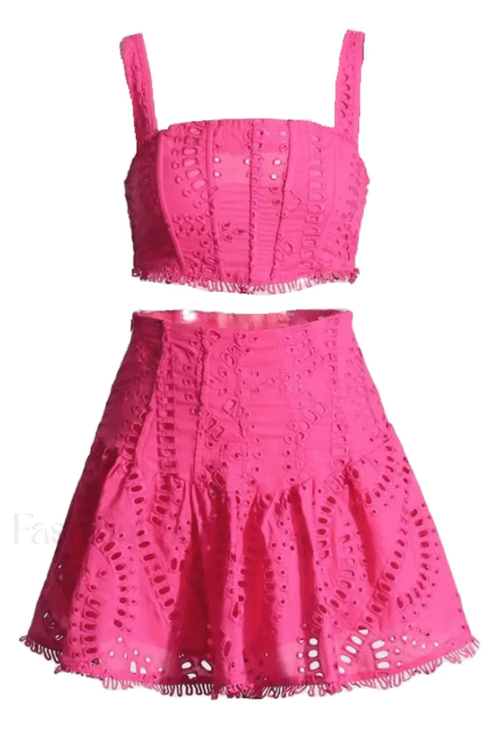 Cora Crop Top Charming + Skirt Set S / Hot Pink