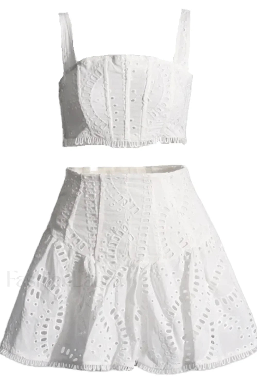 Cora Crop Top Charming + Skirt Set S / White