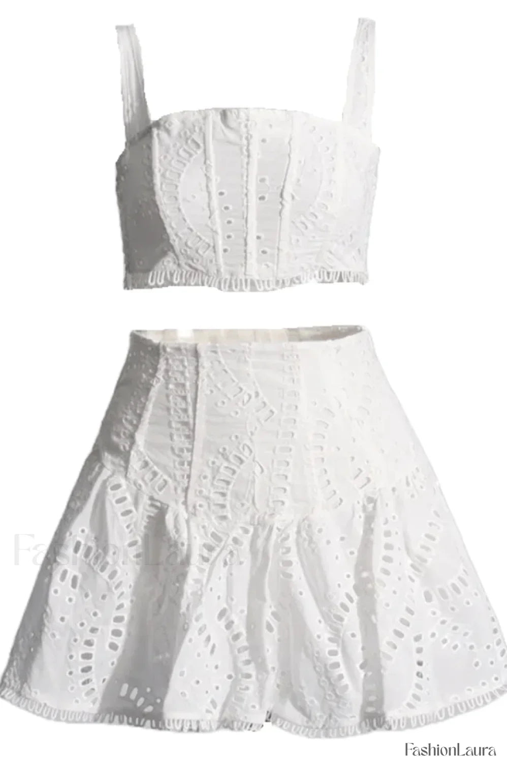Cora Crop Top Charming + Skirt Set S / White