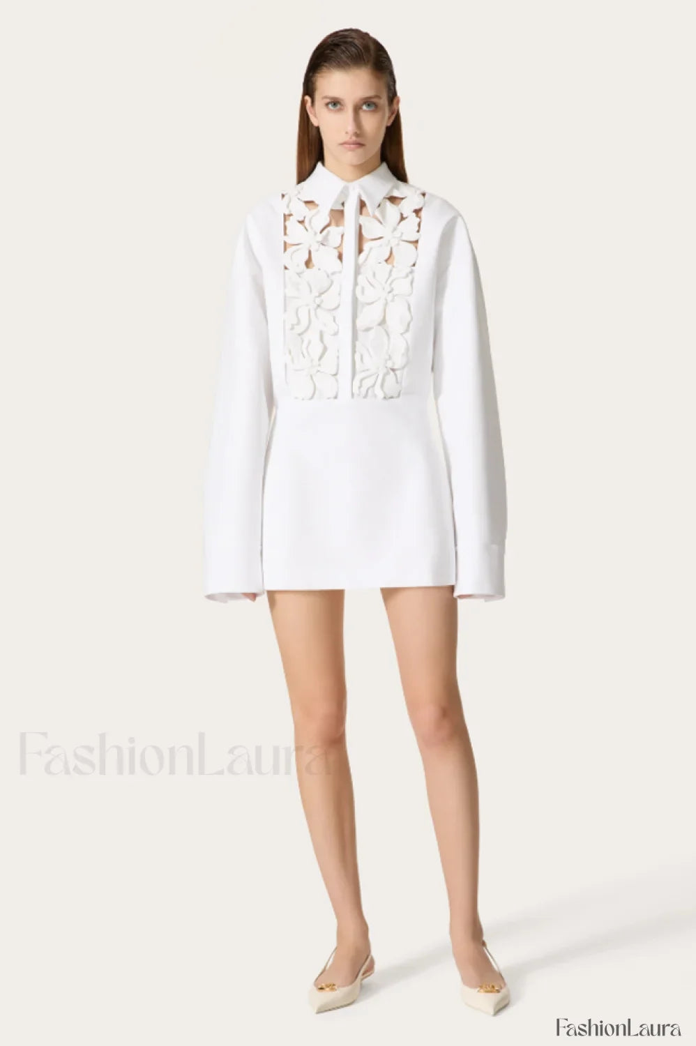 Cotton Poplin 3D Charming Flower Short Dress