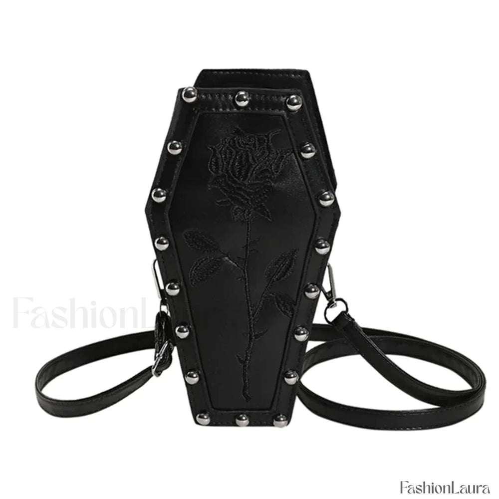 Creative PU Coffin Shape Embroidery Phone Office Travel Bag