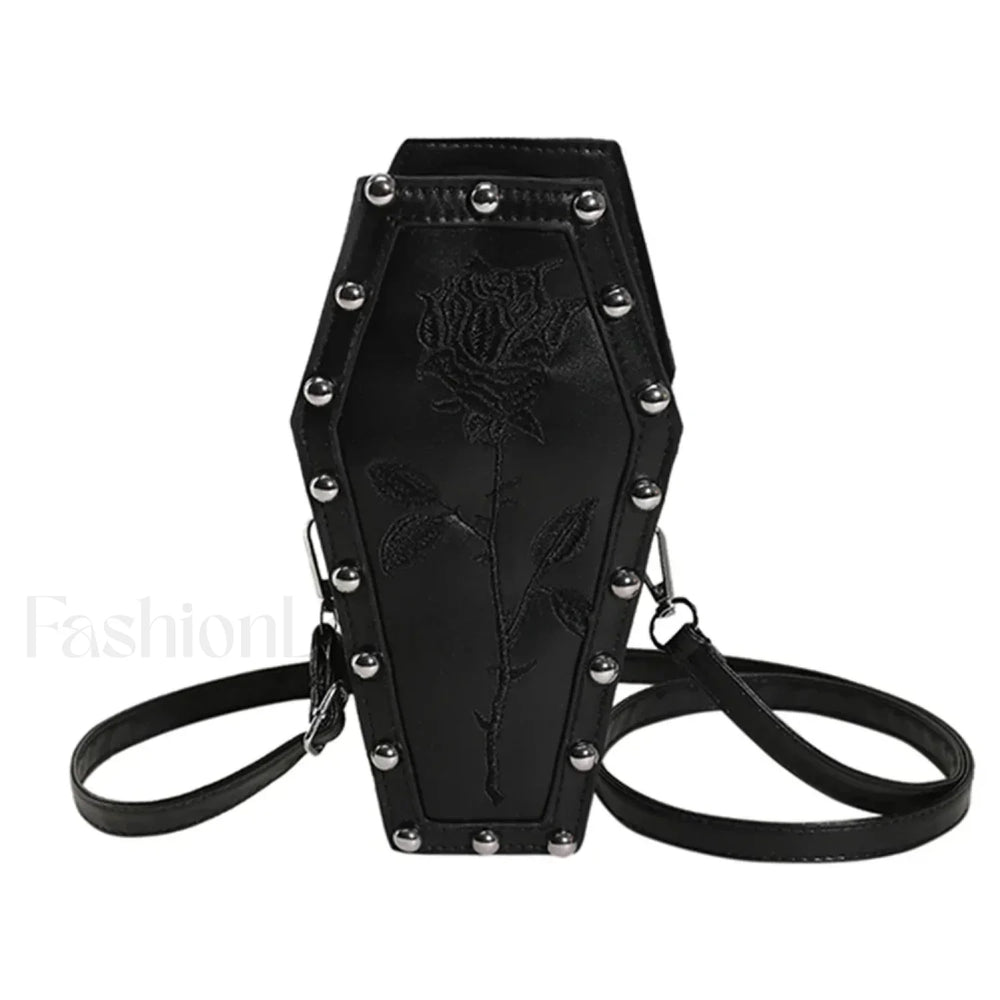 Creative PU Coffin Shape Embroidery Phone Office Travel Bag
