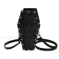 Creative PU Coffin Shape Embroidery Phone Office Travel Bag