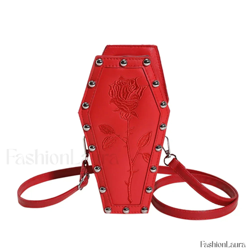 Creative PU Coffin Shape Embroidery Phone Office Travel Bag