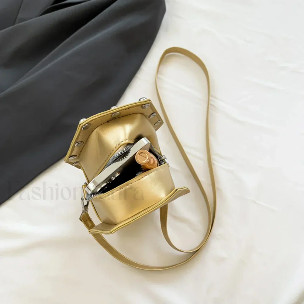 Creative PU Coffin Shape Embroidery Phone Office Travel Bag
