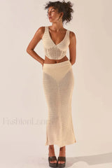 Crochet Midi Top Charming + Skirt Set