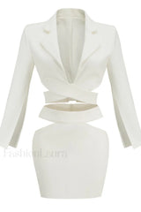 Cut Out Blazer Top Graceful + Mini Skirt Set