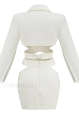 Cut Out Blazer Top Graceful + Mini Skirt Set
