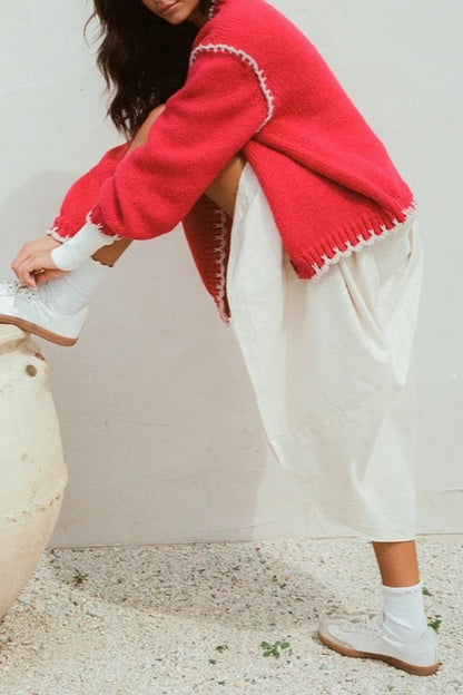 Vintage Cable Knit V Neck Button Christmas Cardigan