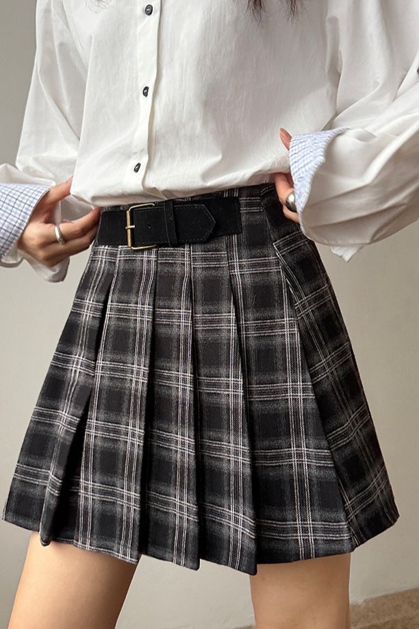 Vintage Plaid Pleated Christmas Skirt