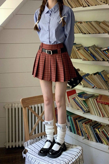 Plus Size Plaid Pleated Christmas Skirt