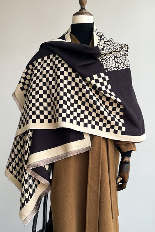 Checkered Plush Christmas Scarf