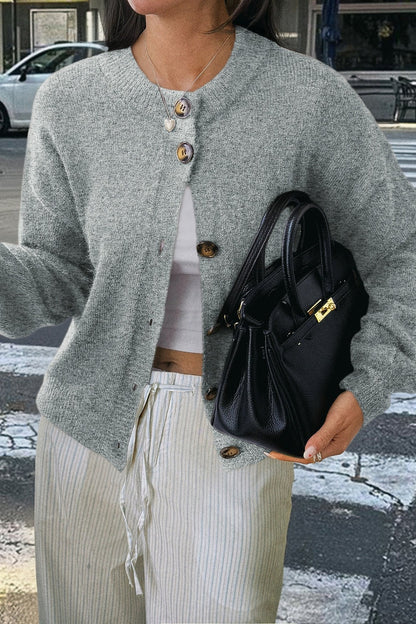 Minimalist Button Long Sleeve Christmas Cardigan