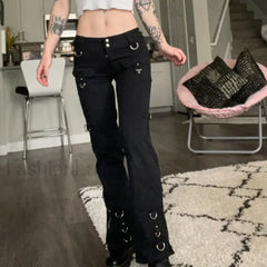 Dark Punk Y2K Pants for Halloween Gatherings
