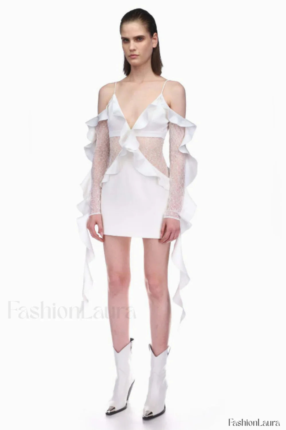 David Koma Stylish Ruffle Mini Dress