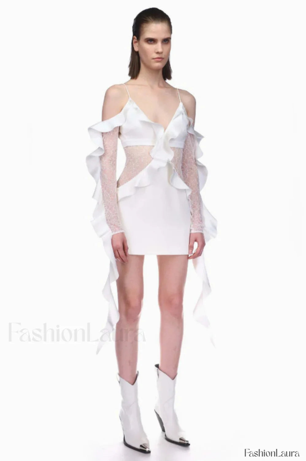 David Koma Stylish Ruffle Mini Dress