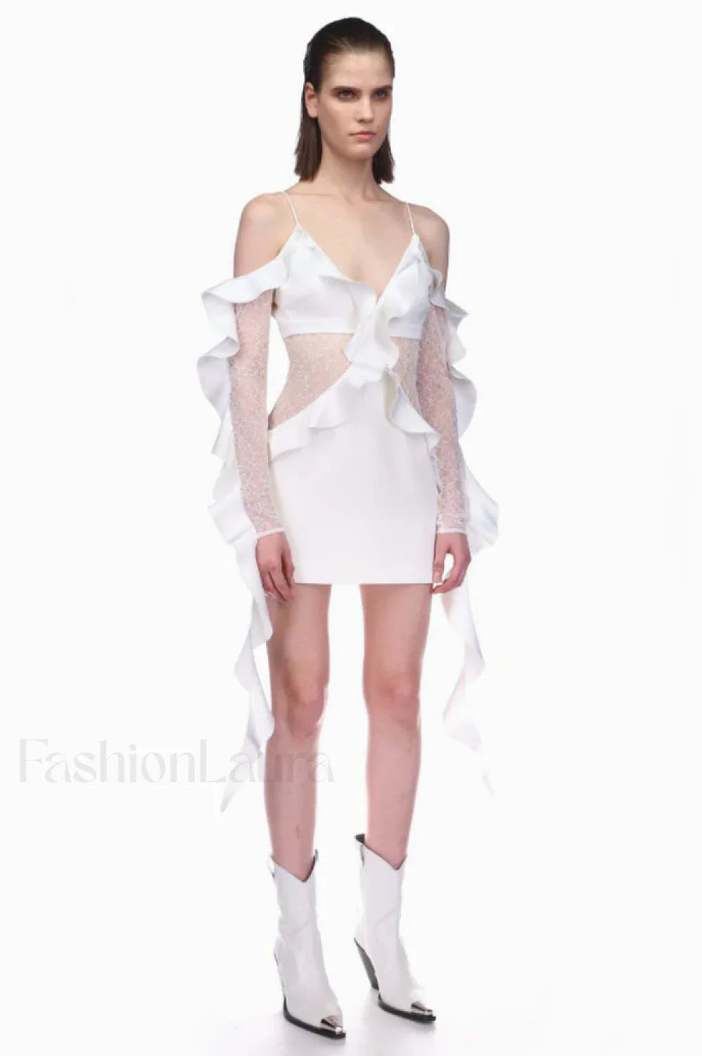 David Koma Stylish Ruffle Mini Dress
