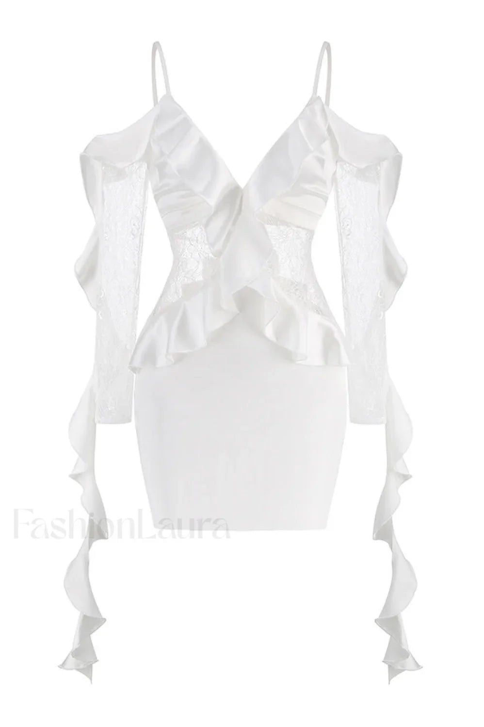David Koma Stylish Ruffle Mini Dress XS / White