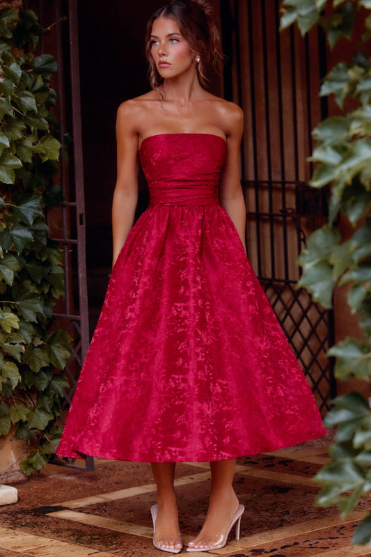 Jacquard Lace-Up Back Party Dress